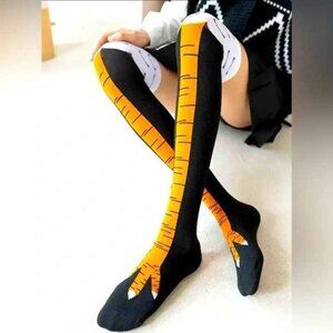 Turkey Trot Socks Thanksgiving Women Chicken Foot Pattern Over the Knee